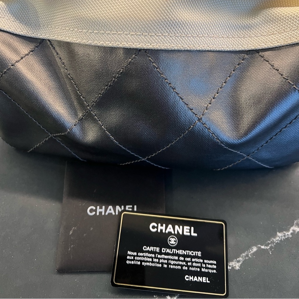 Chanel Grey & Beige Quilted Coated Canvas Paris Biarritz Tote Bag - Picture 9 of 9